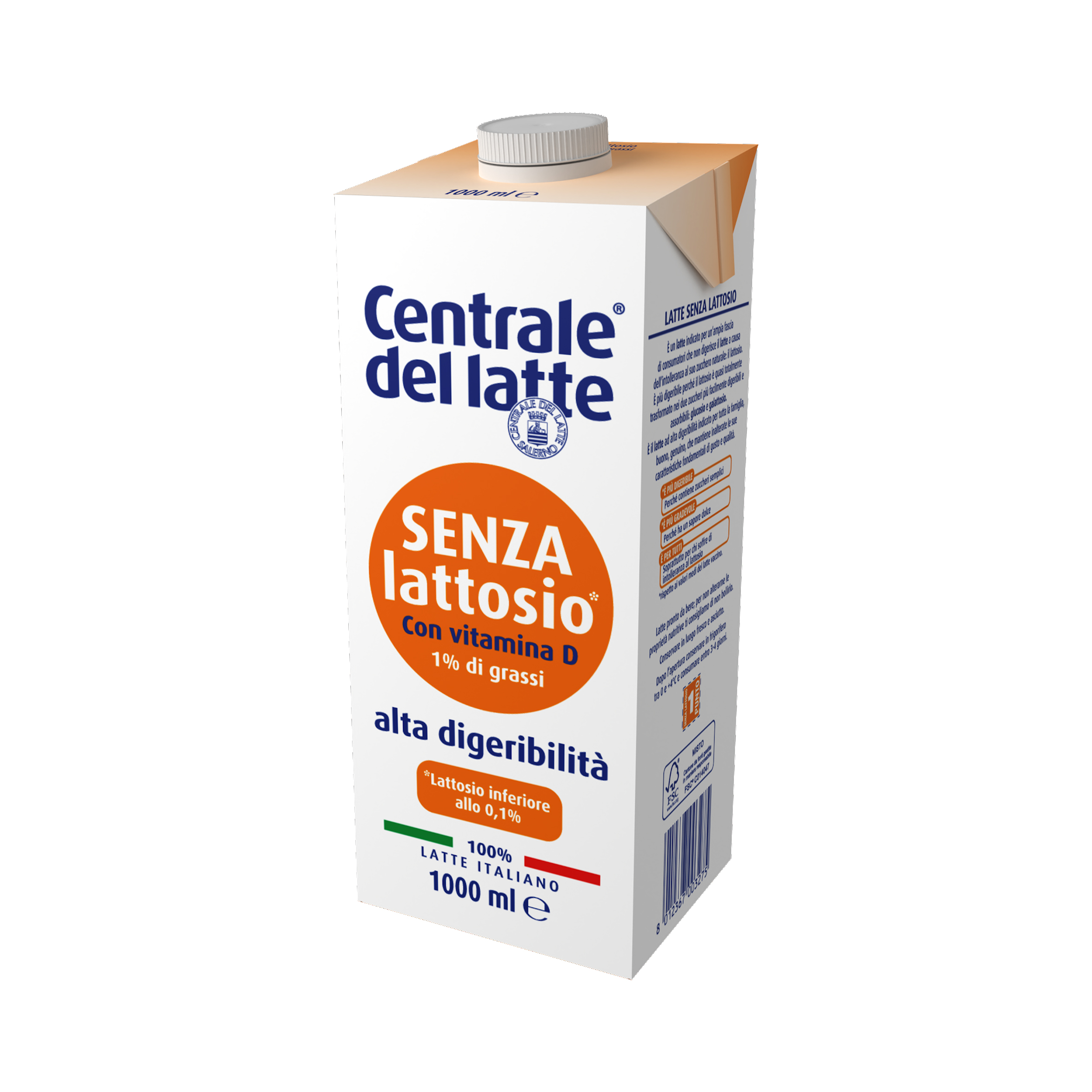 Latte UHT a lunga conservazione - Senza Lattosio - 1L - Centrale del Latte  di Salerno