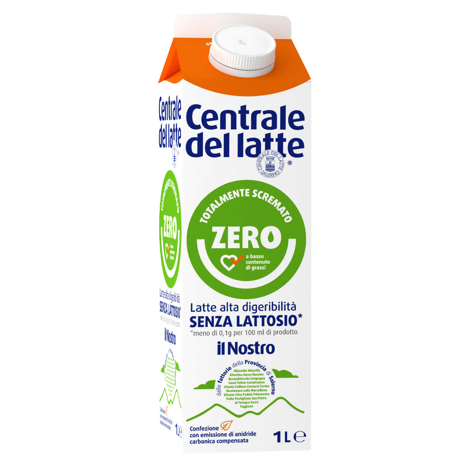 Latte Senza lattosio ZERO Totalmente scremato - Pastorizzato ad alta  temperatura - 1 L - Centrale del Latte di Salerno